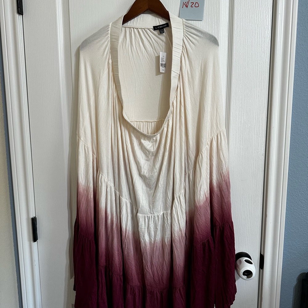Cream and Burgundy Ombre Dress